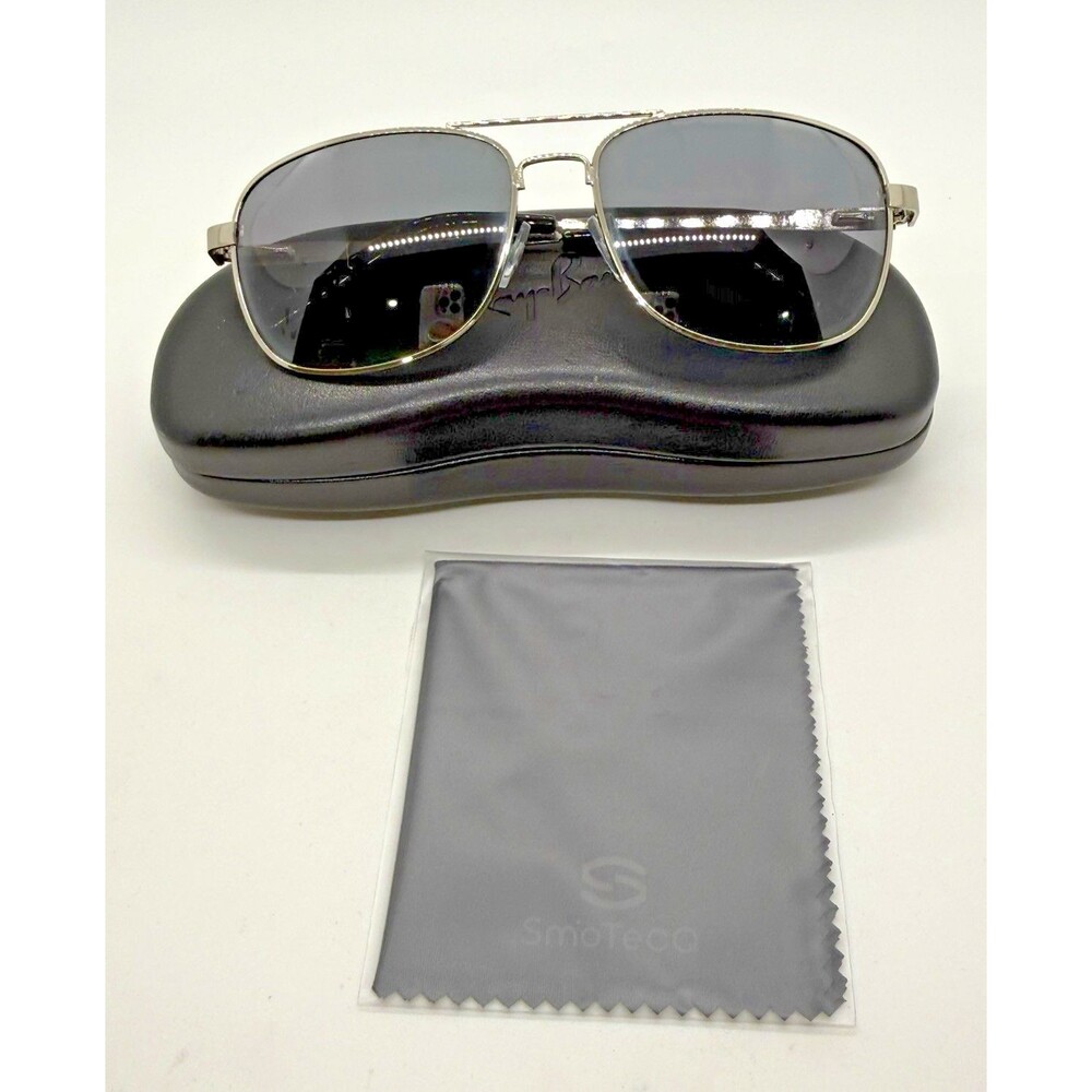 Foster Grant Black Metal‎ Aviator Sunglasses w/ Ray-Ban Hard Case & Cloth Men